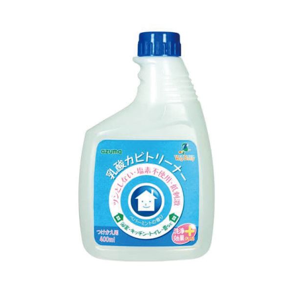 ■サイズ・色違い・関連商品■付替用 400ml[当ページ]■本体 400ml■商品内容【ご注意事項】この商品は下記内容×5セットでお届けします。●乳酸カビトリーナーの便利な付け替え用です。(スプレーは付属していません。)●浴室、トイレ、洗面所、洗濯槽、キッチン、冷蔵庫、押入れ、畳、ビニールクロス壁のカビ・汚れ落としに。●ツンとしない、塩素不使用・低刺激なカビ取り剤です。●塩素・漂白剤不使用で刺激臭がありません。漂白作用がないので、色落ちが気になる場所にも使用できます。主成分が乳酸なので、家中をお掃除できます。液だれしにくい泡状のスプレーなので汚れにピンポイントでスプレーでき、ラクに扱えます。●洗浄成分・酸の力で水アカや皮脂汚れを落とします。(※漂白剤を含んでいないので、素材に入り込んだ黒カビなどの色は落ちない場合があります。)■商品スペックタイプ：付替洗剤の種類：泡内容量：400ml液性：弱酸性成分：発酵乳酸(3%)、界面活性剤(ポリオキシエチレンアルキルエーテル)、溶剤その他仕様使用目安量:1平方メートルあたり約15回噴射備考：※漂白効果はありません。【キャンセル・返品について】商品注文後のキャンセル、返品はお断りさせて頂いております。予めご了承下さい。■送料・配送についての注意事項●本商品の出荷目安は【5 - 11営業日　※土日・祝除く】となります。●お取り寄せ商品のため、稀にご注文入れ違い等により欠品・遅延となる場合がございます。●本商品は仕入元より配送となるため、沖縄・離島への配送はできません。[ 704756200 ]