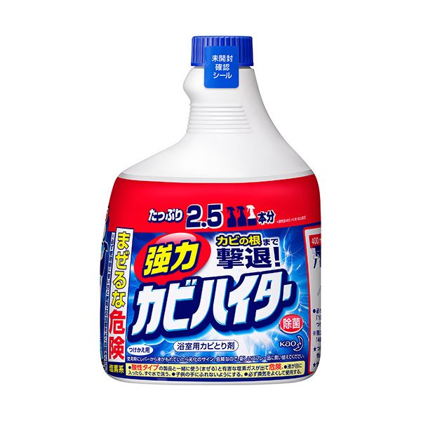 ■サイズ・色違い・関連商品■付替[当ページ]■本体■商品内容【ご注意事項】この商品は下記内容×10セットでお届けします。●密着成分配合。スプレータイプのカビとり剤の付替用です。●厨房の壁面、浴室の壁、ゴムパッキン、シャワーホースなどの落としにくかった垂直面のカビも、泡が密着しとどまって効くことでしっかり退治します。●次亜塩素酸ナトリウム独特のニオイを抑えて、やさしい香りです(換気は必ず行ってください)。■商品スペックタイプ：付替洗剤の種類：泡内容量：1000ml液性：アルカリ性成分：次亜塩素酸塩、水酸化ナトリウム(0.5%)、界面活性剤(アルキルアミンオキシド)、安定化剤その他仕様使用量の目安:1平方メートルあたり約10回スプレーシリーズ名：ハイター■送料・配送についての注意事項●本商品の出荷目安は【1 - 5営業日　※土日・祝除く】となります。●お取り寄せ商品のため、稀にご注文入れ違い等により欠品・遅延となる場合がございます。●本商品は仕入元より配送となるため、沖縄・離島への配送はできません。[ 224309 ]＞＞＞＞