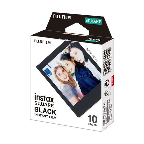 【マラソンでポイント最大46倍】（まとめ）富士フイルム インスタントカラーフィルムinstax SQUARE ブラック 1パック(10枚)【×3セット】