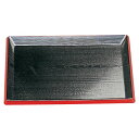 【ポイント20倍】尺3 利休盆/トレー 【黒天朱SL】 392mm×288mm×18mm 日本製 〔和食 レストラン 居酒屋 店舗 お店〕【代引不可】