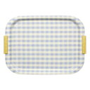 【ポイント20倍】(まとめ) おぼん/NSトレー 【L ミルキーチェック ブルー】 角型 取手付き すべり止め加工 【30個セット】