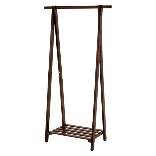 【クーポン配布中】ハンガーラック 約幅幅80×奥行41×高さ150cm ダークブラウン 木製 棚付き 組立品 ベッドルーム 寝室 リビング【代引不可】