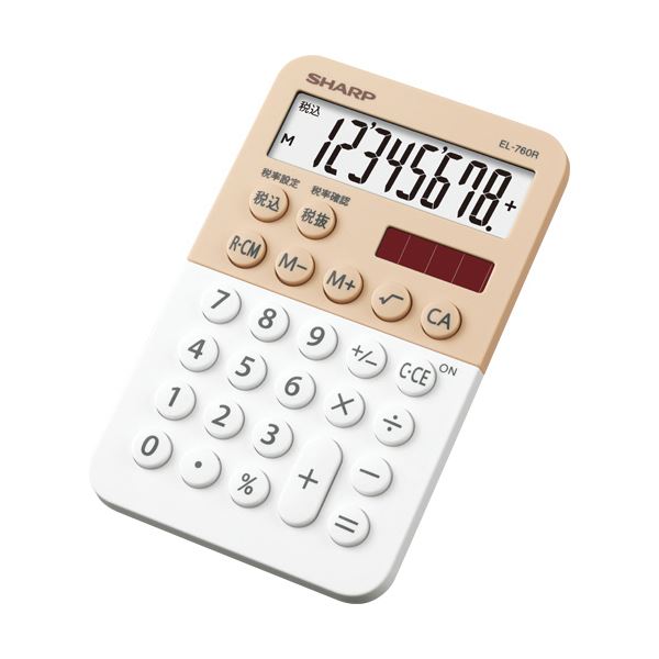 【ポイント20倍】(まとめ) シャープ カラー・デザイン電卓 8桁ミニミニナイスサイズ ホワイト系 EL-760R-WX 1台 【×10セット】