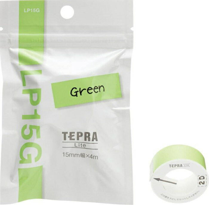 【クーポン配布中&スーパーSALE対象】(まとめ）キングジム 「テプラ」Liteテープ（グリーン・黒文字） LP15G 【×20セット】