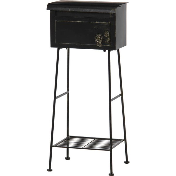 【ポイント20倍】ガーデンポスト（オブジェ）　ローズ　ブラック　横型