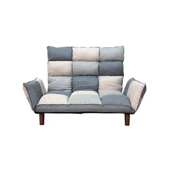 【ポイント20倍】パッチワークカウチソファー グレー W117-159XD72-95XH29-83(SH29)cm