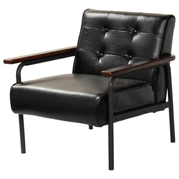 【ポイント20倍】木肘ソファ 1人掛ブラック W640XD740XH700cm