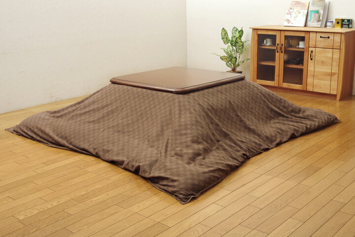 【クーポン配布中&大感謝祭対象】インド綿100％ 格子柄 こたつ布団カバー 『クレタ』 ブラウン 約215×215cm【ブラウン】 【代引不可】