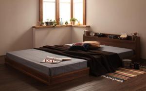 【クーポン配布中】棚・コンセント付きフロアベッド Claire クレール スタンダードポケットコイルマットレス付き シングル