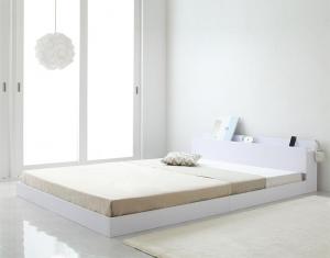 【クーポン配布中】棚・コンセント付きフロアベッド IDEAL アイディール 国産カバーポケットコイルマットレス付き セミダブル