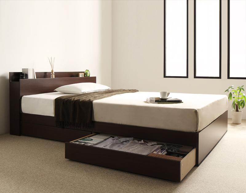 【クーポン配布中】引き出し付きベッド 棚付き コンセント付き 収納ベッド 【virzell】 ヴィーゼル 【..