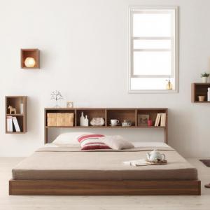 【クーポン配布中】 ダブルベッド マットレス付き ウォールシェルフ付 ディスプレイ フロアベッド 【fa..