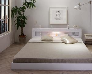 【クーポン配布中】LEDライト・コンセント付きフロアベッド Tessera テセラ プレミアムボンネルコイルマットレス付き シングル