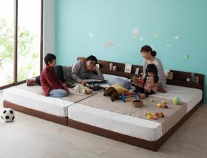 連結ベッド 棚付き コンセント付き  ファミリーベ  ワイド260 日本製 ファミリーベッド 大きいサイズ 広いベッド ロータイプ ローベッド 親子 家族 大きいベッド 分割 子供と一緒に寝る ベット 3人