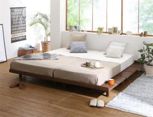 【ポイント20倍】デザインボードベッド Bibury ビブリー スタンダードボンネルコイルマットレス付き 木脚 ステージ キング(K×1) フレーム 幅200 ローベッド 新婚ベッド 新築 ベット 2人用 低いベッド ロースタイル ローベッド フロアベッド ロータイプベッド 夫婦