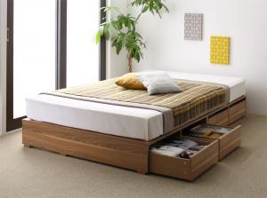 【クーポン配布中】布団で寝られる大容量収納ベッド Semper センペール 薄型スタンダードポケットコイルマットレス付き 引出し4杯 ロータイプ セミダブル【代引不可】