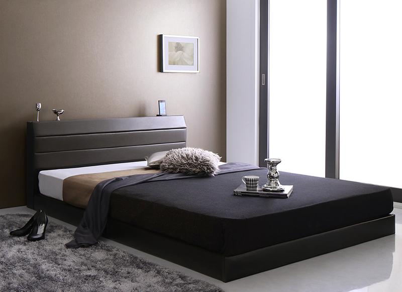 【クーポン配布中】レザーベッド 棚付き コンセント付き すのこベッド Ivan イヴァン ボンネルコイルマ..