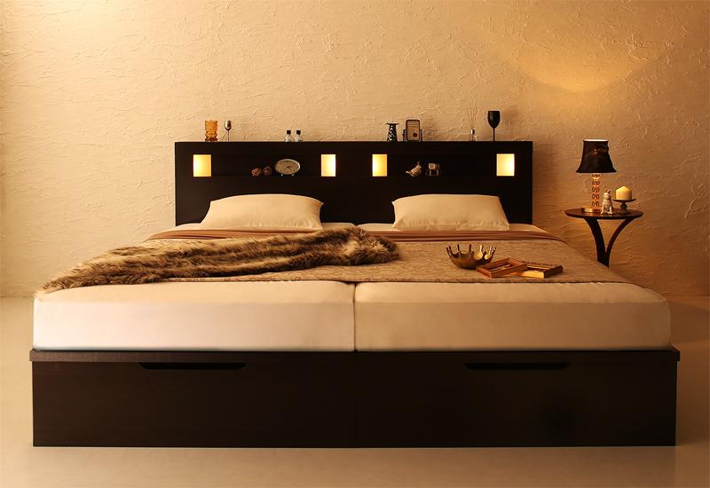 【ポイント20倍】組立設置付 モダンライト大型跳ね上げ収納ベッド Nataliya ナターリヤ 薄型プレミアム..