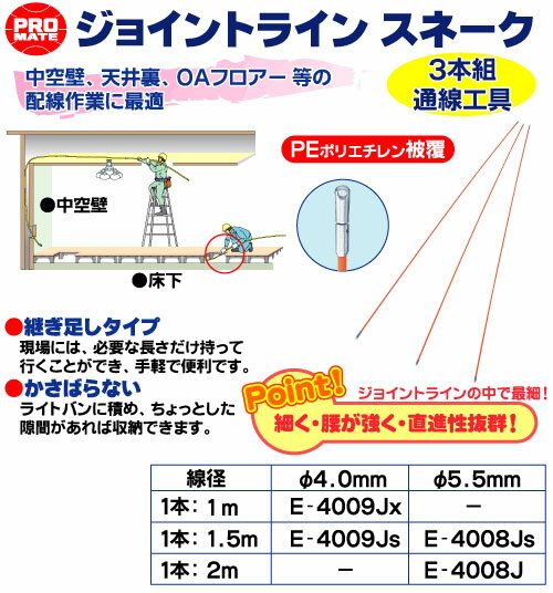 【クーポン配布中&マラソン対象】ジョイントライン スネーク 【1.5m/3本組】 プロメイト E-4009JS 2