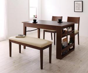 【ポイント20倍】ダイニングセット ベンチ 4人 ダイニングテーブル 伸縮 伸縮テーブル 収納 合皮 レザー チェア 4点セット(テーブル+チェア2脚+ベンチ1脚) 幅120-180 組立設置付