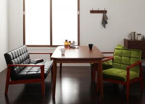 【ポイント20倍】ダイニングセット（テーブル&ソファ） ソファ&ダイニングセット 4人 4点セット(テーブル+2Pソファ1脚+1Pソファ2脚) W160 組立設置付