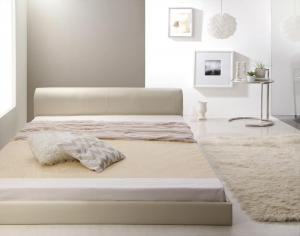 【ポイント20倍】ソフトレザーフロアベッド マルチラススーパースプリングマットレス付き ダブル 組立..