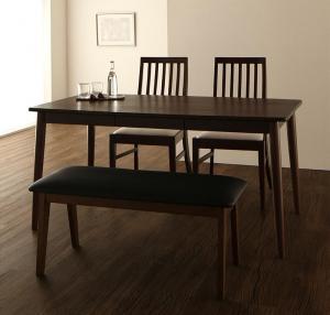 【ポイント20倍】ダイニングセット（テーブル&ベンチ チェア） ファミリー向け ハイバックチェアダイニング 4人 4点セット(テーブル+チェア2脚+ベンチ1脚) W150 組立設置付