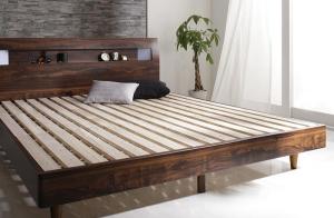 【ポイント20倍】モダンライト・コンセント付きすのこベッド ベッドフレームのみ ダブル 組立設置付