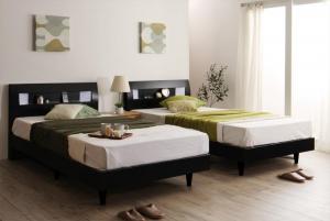 【クーポン配布中】モダンライト・コンセント付きすのこベッド プレミアムボンネルコイルマットレス付き クイーン(SS×2) 組立設置付