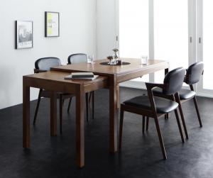 【ポイント20倍】モダンデザイン スライド伸縮テーブル ダイニングセット 4人 5点セット(テーブル+チェア4脚) W135-235 組立設置付