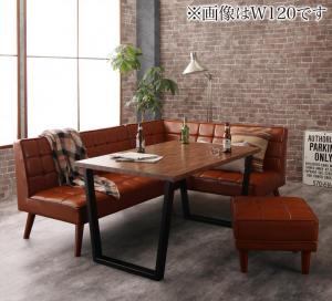 【ポイント20倍】ダイニングセット（テーブル&ソファ スツール） 古木風 ヴィンテージ アメリカンスタイル リビングダイニング 4人 4点セット(テーブル+ソファ1脚+アームソファ1脚+スツール1脚) 右アーム W150 組立設置付