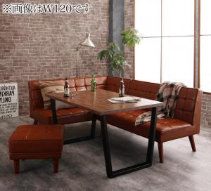 【ポイント20倍】ダイニングセット（テーブル&ソファ スツール） 古木風 ヴィンテージ アメリカンスタイル リビングダイニング 4人 4点セット(テーブル+ソファ1脚+アームソファ1脚+スツール1脚) 左アーム W150 組立設置付