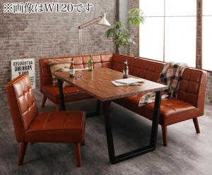 【ポイント20倍】ダイニングセット(テーブル&ソファ チェア) 古木風 ヴィンテージ アメリカンスタイル リビングダイニング 4人 4点セット(テーブル+ソファ1脚+アームソファ1脚+チェア1脚) 左アーム W150 組立設置付