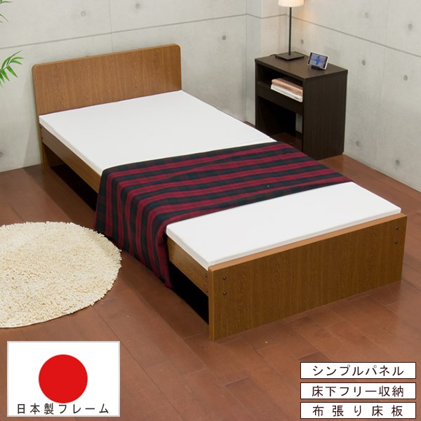 【クーポン配布中】選べる収納スタイル シングルパネルベッド 木製ベッド Aタイプ(スタンダード) セミシングル SS ブラウン ベット Brown 茶 BR セミシングルサイズ single bed 1