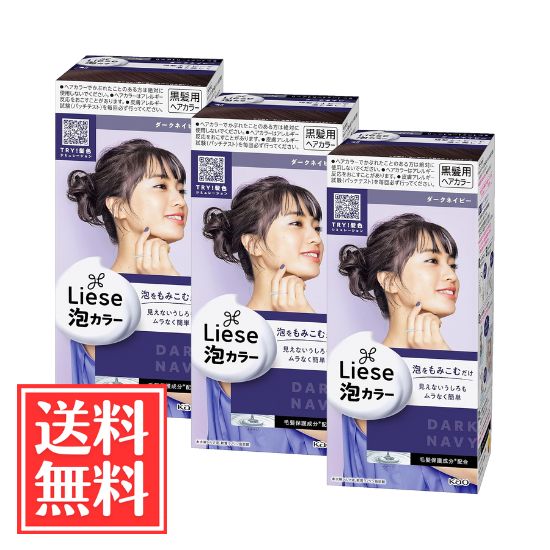 花王 リーゼ 泡カラー ダークネイビー 108ml x 3個 セット 送料無料