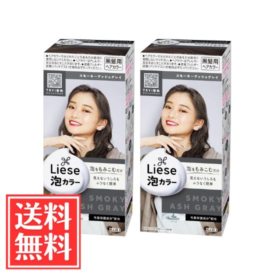 花王 リーゼ 泡カラー 黒髪用 スモーキーアッシュグレイ 108ml x 2個 セット 送料無料