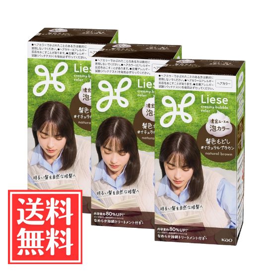 花王 リーゼ 泡カラー 髪色もどし ナチュラルブラウン 115ml x 3個 セット 送料無料