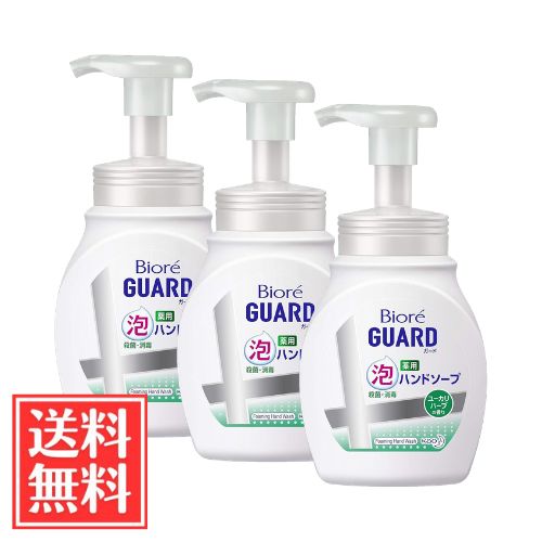 花王 ビオレガード 薬用泡ハンドソープ ユーカリハーブの香り ポンプ 本体 250ml x 3個 セット 送料無料