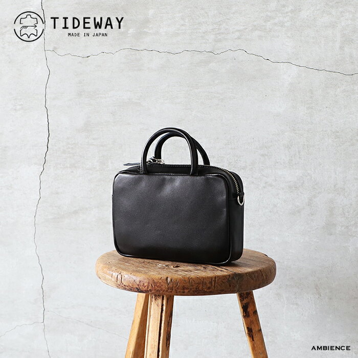 タイドウェイ 革バッグ レディース 【当店発行クーポン使用不可】TIDEWAY タイドウェイICY 2WAY BOSTON BLACK 615218ハンドバッグ ショルダーバッグ ミニボストン 日本製 本革