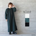 sloe スロウネル起毛ボタンいっぱいヘンリースリット長袖ワンピースメール便発送 ホワイト グリーン ブラック