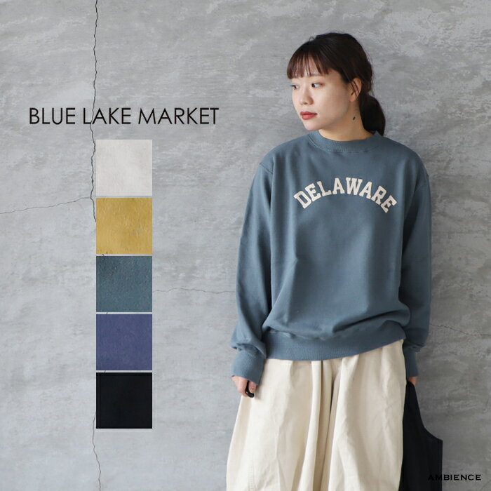 BLUE LAKE MARKET ブルーレイクマーケット30/10 国産裏毛 プリントルーズプルオーバー DELAWAREゆうパック発送 日本製 ic-de