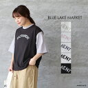 BLUE LAKE MARKET ブルーレイクマーケットアメリカンドライ天竺2 配色プリントTeeメール便発送 日本製 Tシャツ カットソー ロゴ シンプル 綿 コットン ic-de