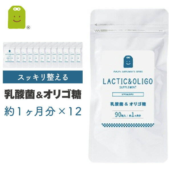 乳酸菌 フラクトオリゴ糖 サプリメント 約12ヶ月分 90粒×12袋 1日3粒で30mgの乳酸菌 1億8000万個 ダイエット サプリ 善玉菌 痩せ菌 ダイエット 腸内フローラ ヨーグルトより手軽 プロバイオティクス (乳酸菌&オリゴ糖） 送料無料 ギフト 福袋 楽天 父の日