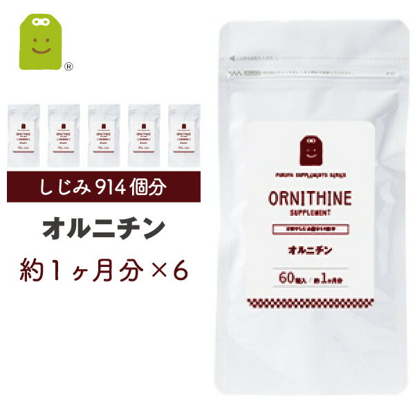 しじみ オルニチン サプリメント (約6ヶ月分・60粒×6袋） 【メール便送料無料】 1日400mg オルニチン サプリ 貝 シジミ シジミエキス しじみ 健康維持 アルギニン ornithine supplement ダイエット diet お守りサプリ ギフト 福袋 楽天 父の日