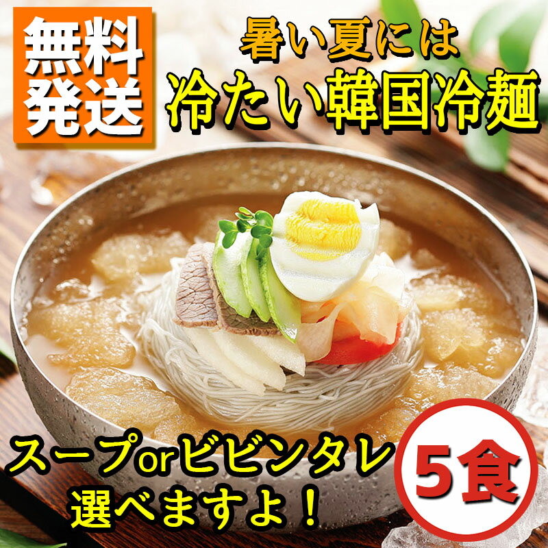 【送料無料】 お好みで選べる! 冷麺 5食セット【常温】　韓国冷麺　冷麺　スープ冷麺　ビビン冷麺