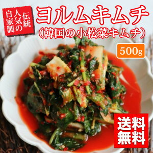 【送料無料】【冷蔵】伝統人気の自家製ヨルムキムチ(500g) 韓国の小松菜キムチ　夏キムチ　韓国料理　韓国キムチ