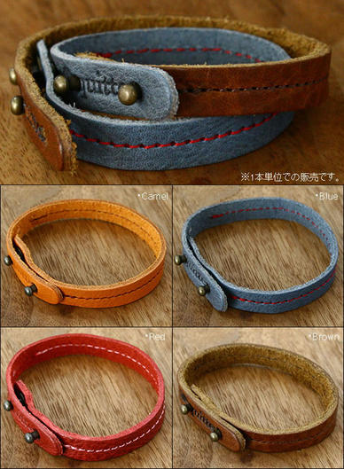 アンティークギボシ/ステッチレザーブレスレットAntiquity stop tool stitch Leather bracelet