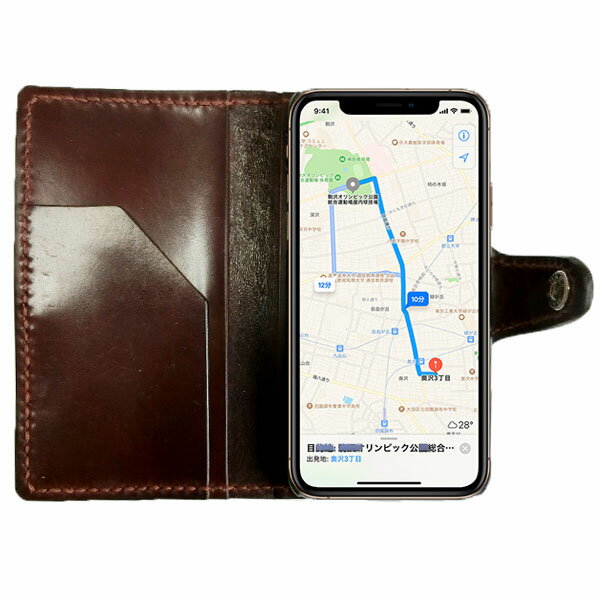コードバン スマホ ケース 手帳型　iphone XS MAX　スライド機能【ホーウィン社シェルコードバンコードバン　内側まで】