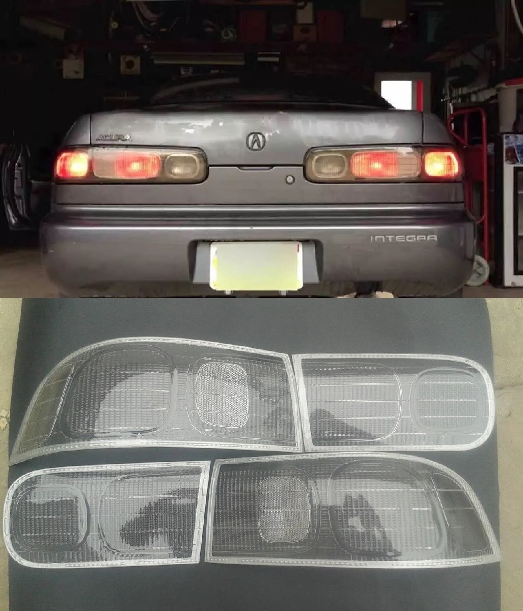 ホンダ インテグラ セダン DB6/7/8/9 '93～'01 社外品 リア/リヤ テールライト/ランプ クリア/クローム レンズのみ 左右2点セット 未使用品 送料無料