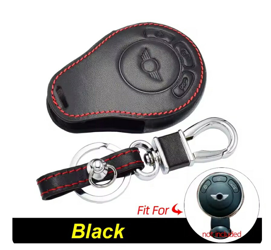 BMW ミニ/MINI S ロードスター R55/56/57/58/59 レザー/革 レッドステッチ キーレス ホルダー スマートキーケース 3ボタン 未使用品 送料無料